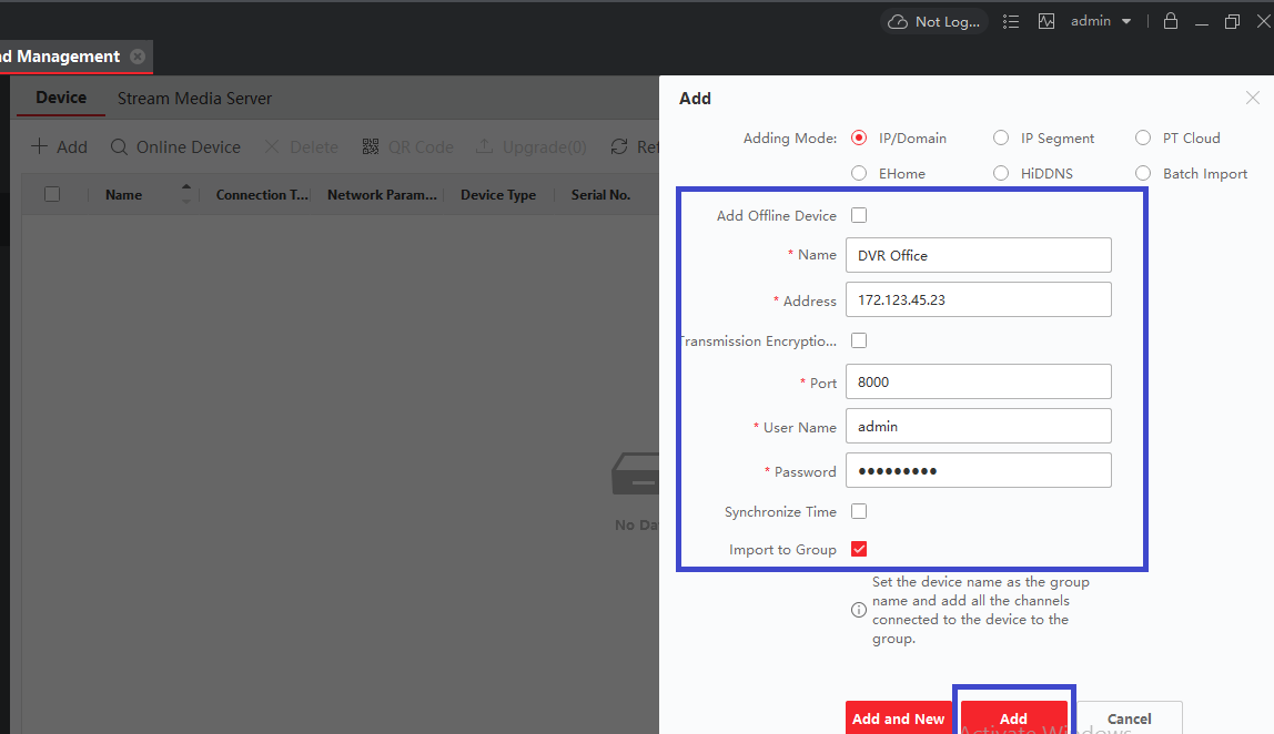 Fill the device details into the CMS