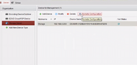 IVMS 4200 Storage Server Configuration