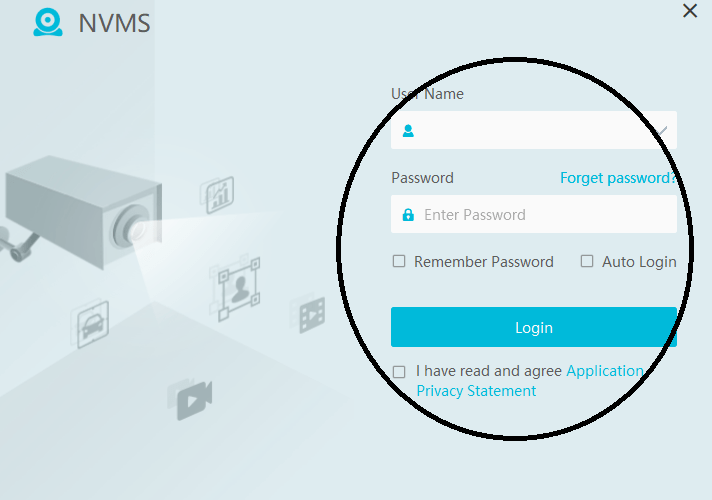 Login page of the app