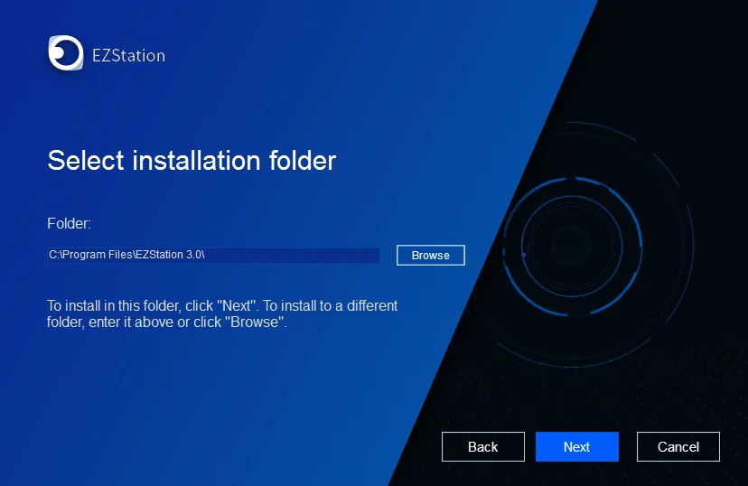 select installation folder