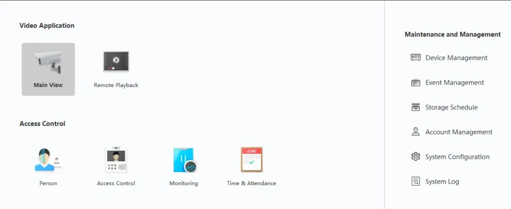 Control Panel of the Guarding Vision