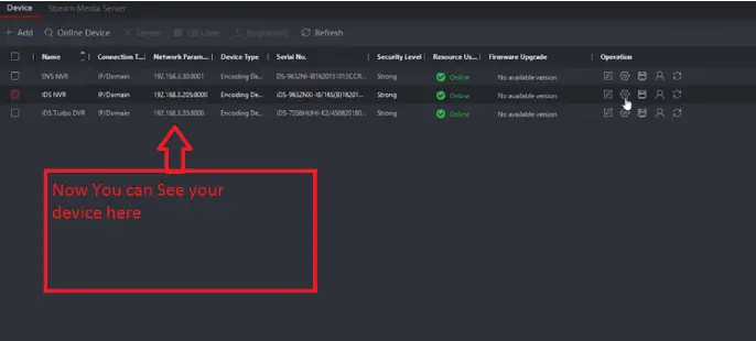 adding devices into guarding vision pc