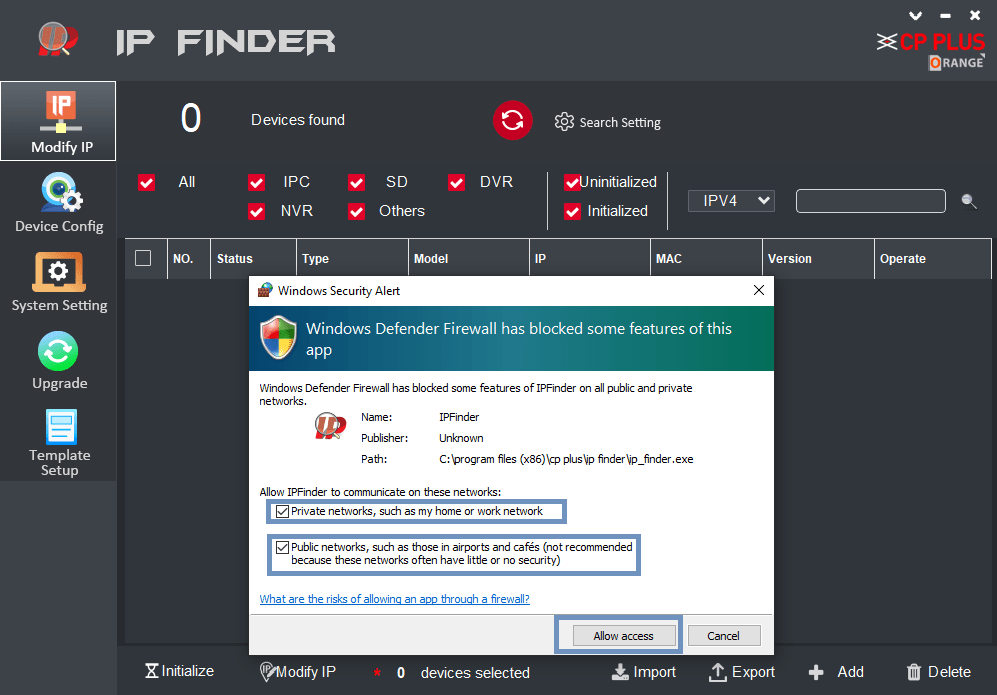 CP Plus IP Finder for Windows