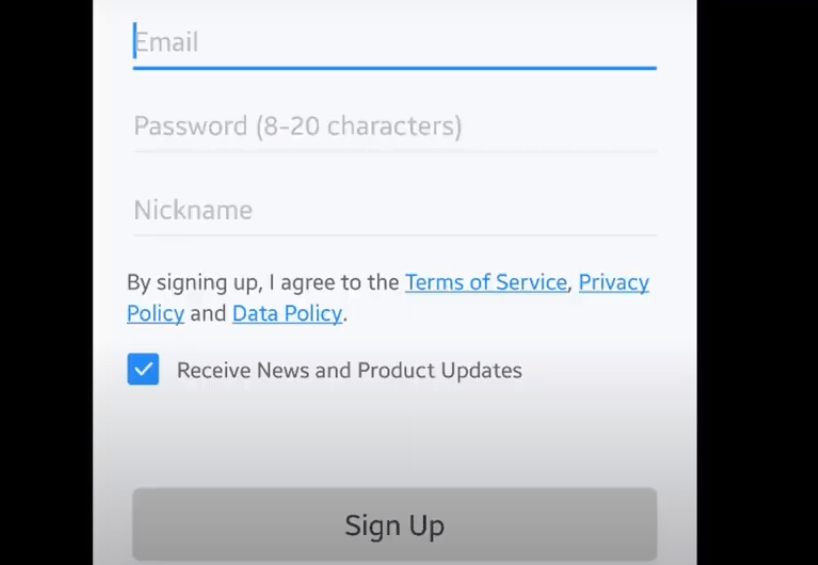 Enter email credentials