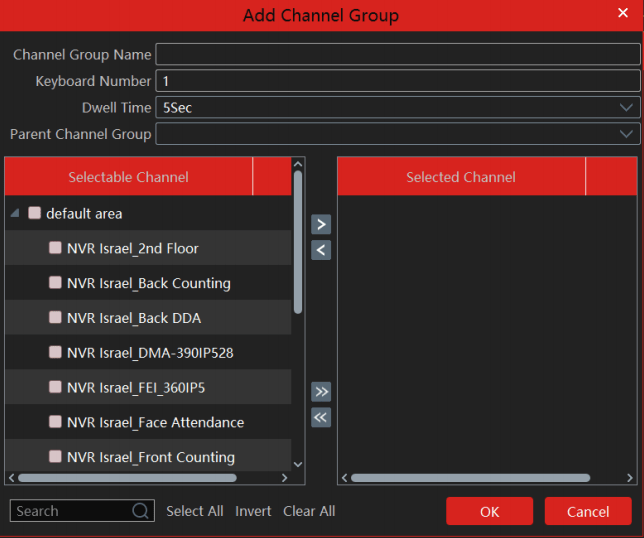 Channel group setting on the application
