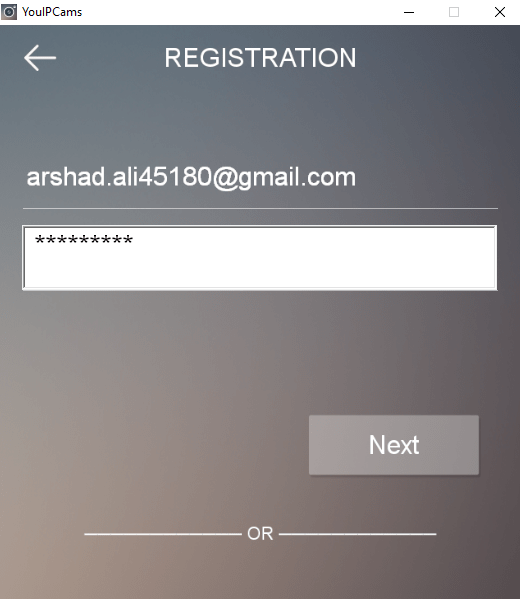 Enter email ID and password
