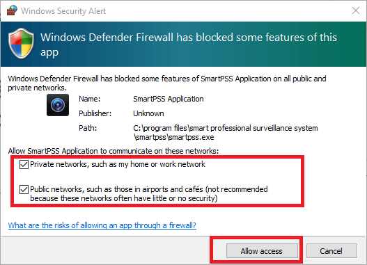 Provide access to firewall