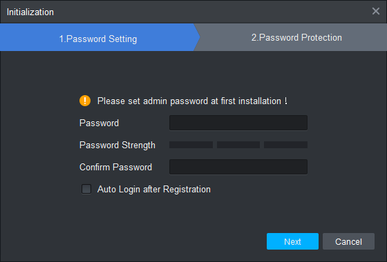 Create a password for logging in