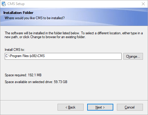 Select the directory folder to install the software