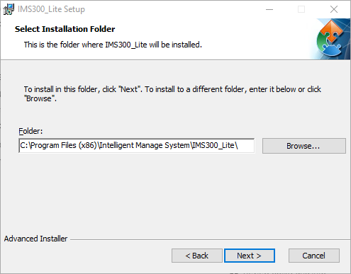 Select the directory folder for installation