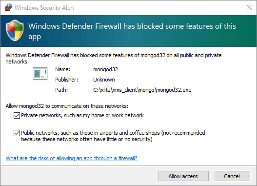 Allow firewall access to the application