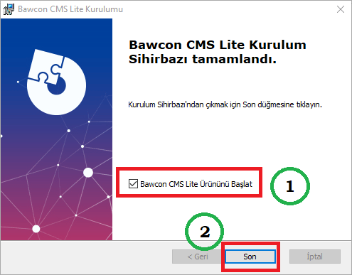 Select the option to run the CMS and click on the "Son (Finish)" to finish the installation