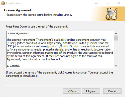 License and agreement of the application