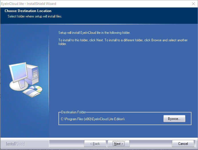 Select the local drive and folder store files of the software