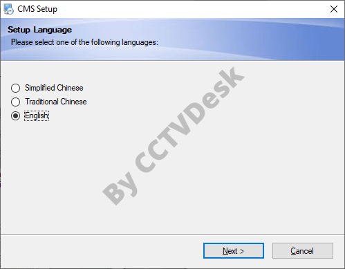 Choose the language of the installer wizard