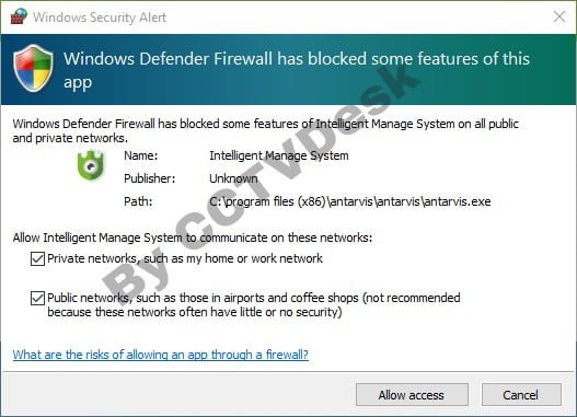 Windows firewall alert for security