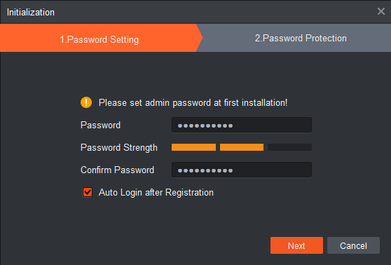 Create a password for login