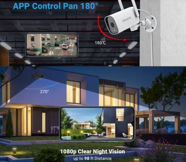 DEKCO 1080P Pan Rotating 180° Outdoor Security Camera 19