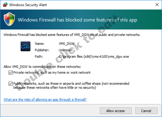 Allow access to the windows firewall
