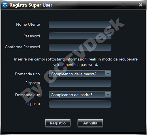 Create username and password