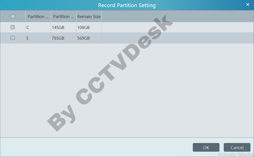 Allocate drive partition for video recordings