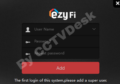 Create username and password on Ezyfi app