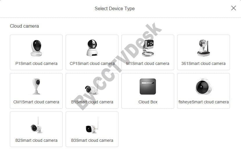 Select device type to add