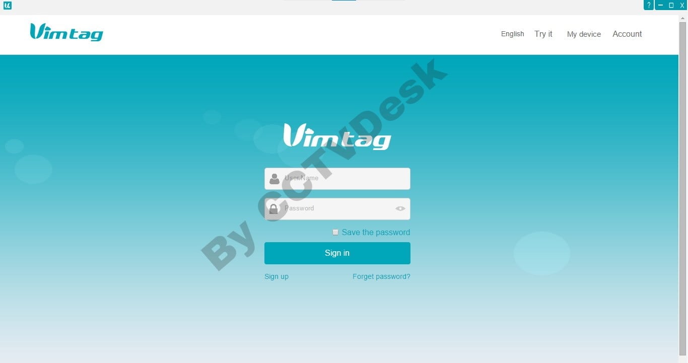 Log on to the Vimtag app