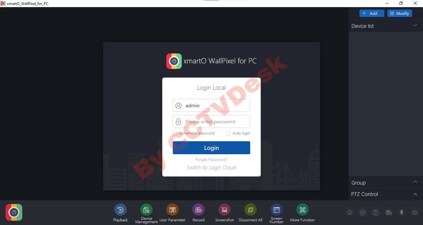 Local login on the CMS Software