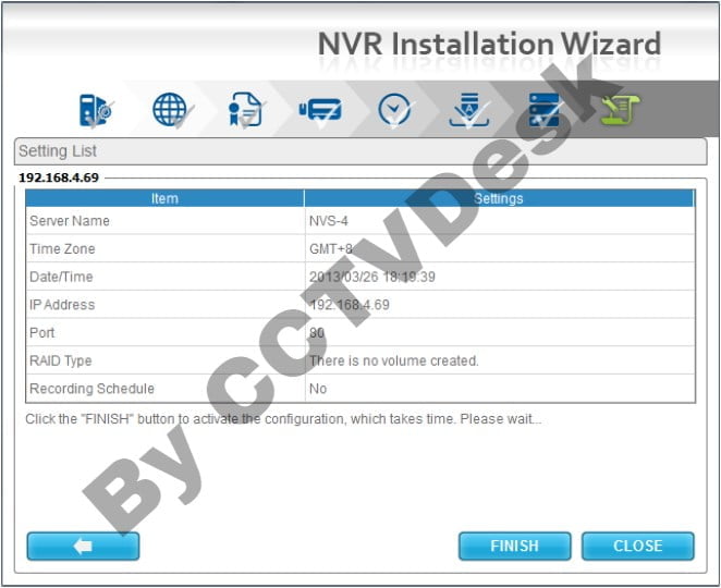 Setup successful of the NVR Remote Client