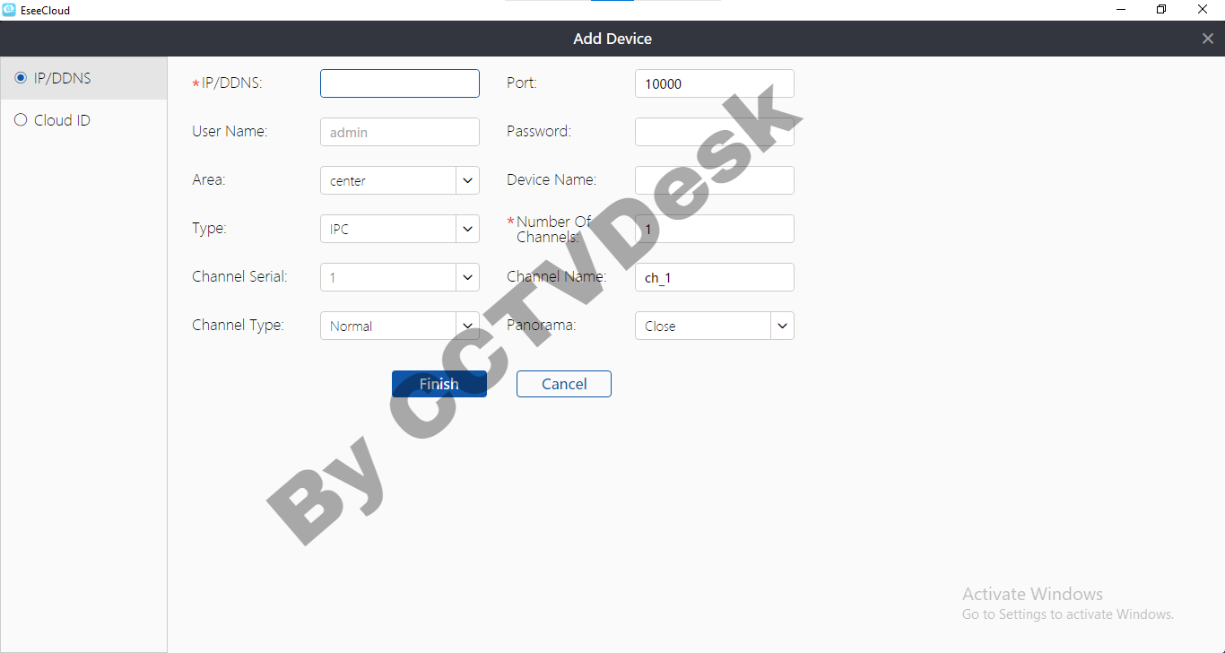 Add device on the CMS client