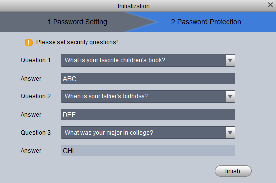 answer these questions to retrieve the forgotten password