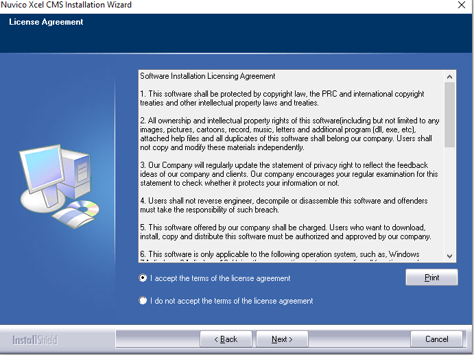 license agreement page for the app