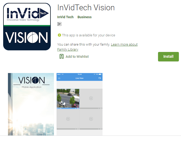 InVidTech Vision Android page