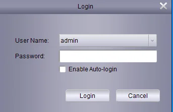 login page for the software