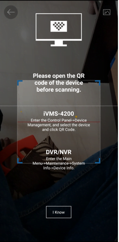 Opening the QR Code to scan with the device