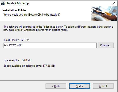 Installation folder and location for the application