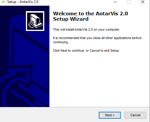Welcome page of the AntarVis app 2