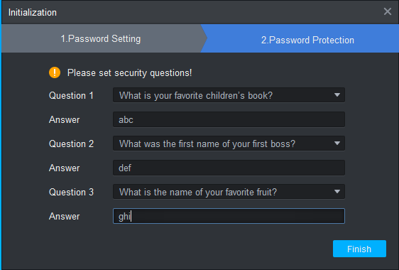 answer them for password protection 8