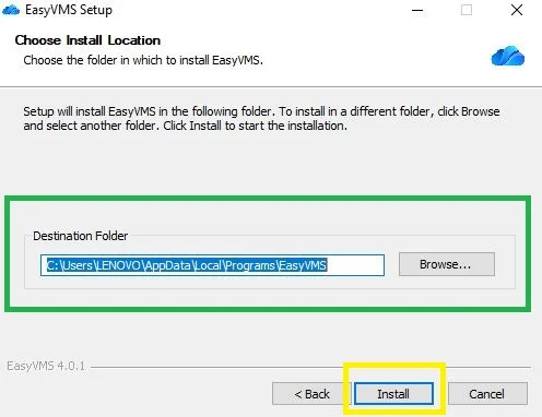 choose the path and location of the folder 2