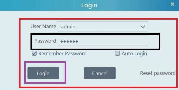 enter the username and password