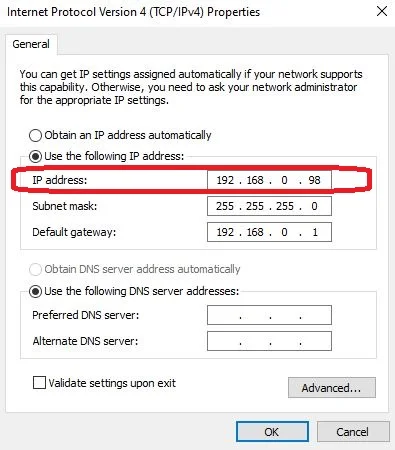 IP address is modified and now in alignment with the IP of the NVR
