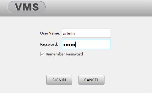 login page of the application