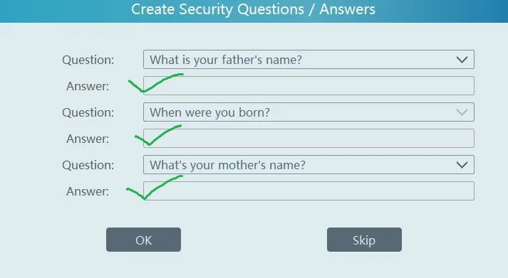 security questions for password recovery