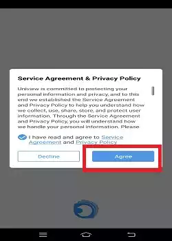 EZview terms and conditions page