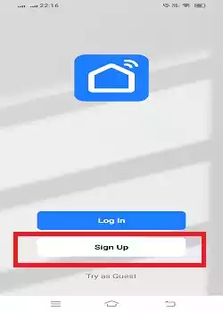 Login page of the app