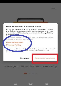 Allow privacy policy and agree terms