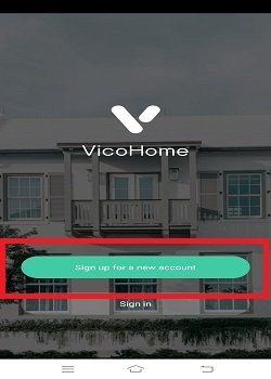 login page of the VicoHome software