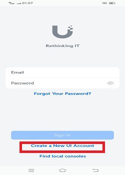 Unifi Protect login page