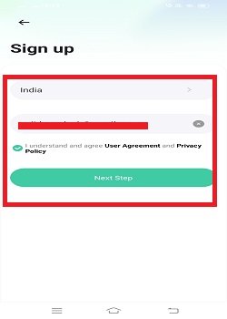 Sign up to the app